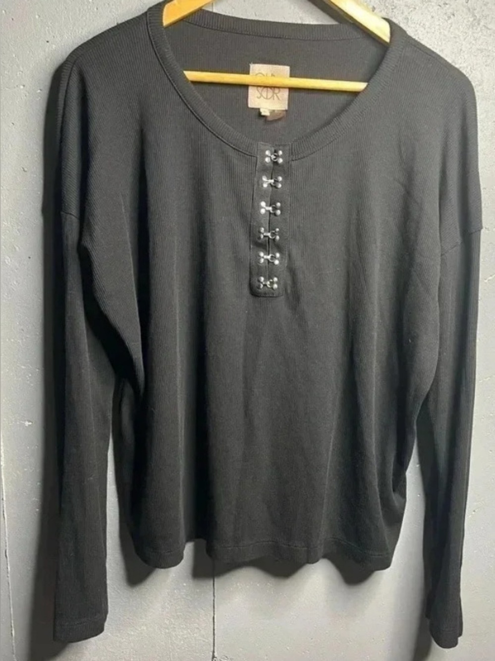 Chaser Women's Black Henley in size Small.